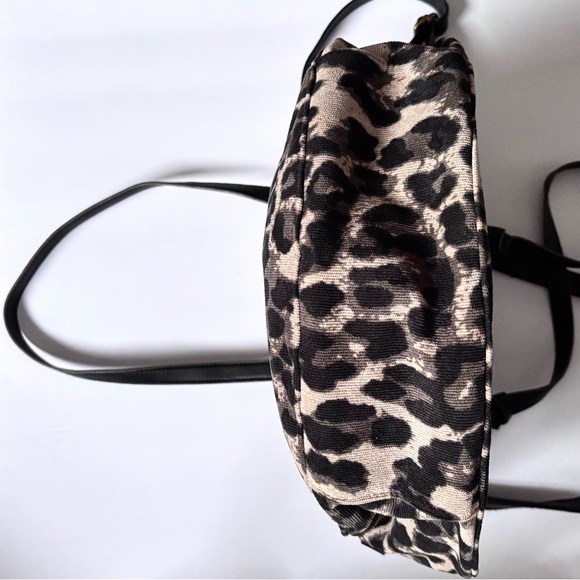 Animal Printed Textured Corduroy Oversized Half Moon Rounded Satchel Crossbody - Picture 6 of 13